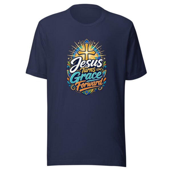 Jesus Turns Grace Forward Graphic Tee mockup 4 Jesus Turns Grace Forward Graphic Tee mockup 4