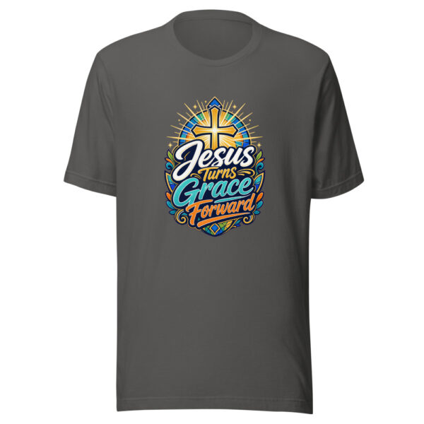 Jesus Turns Grace Forward Graphic Tee mockup 5 Jesus Turns Grace Forward Graphic Tee mockup 5