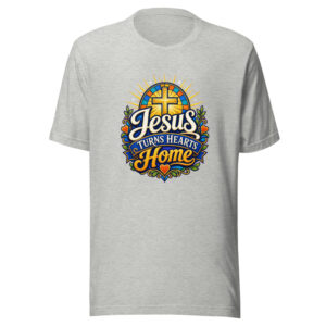 Jesus Turns Hearts Home Graphic Tee mockup 1 Jesus Turns Hearts Home Graphic Tee front view