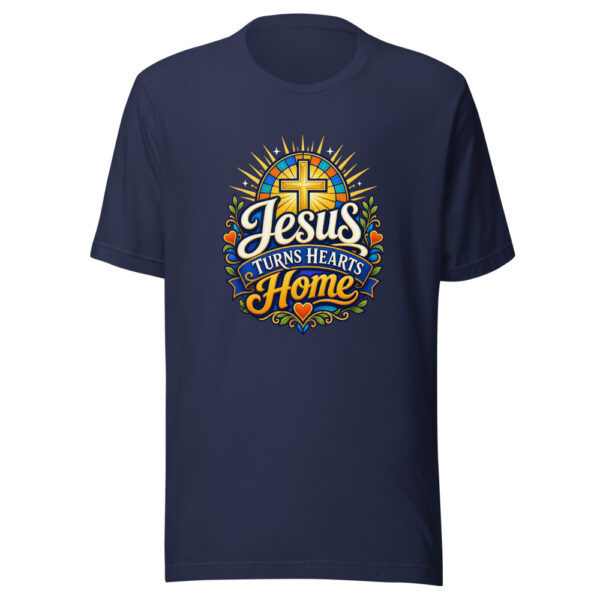 Jesus Turns Hearts Home Graphic Tee mockup 4