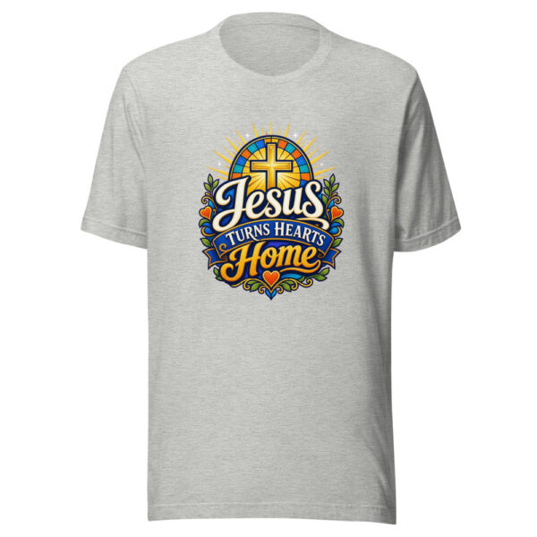 Jesus Turns Hearts Home Graphic Tee mockup 4 Jesus Turns Hearts Home Graphic Tee mockup 4