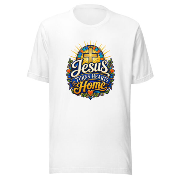 Jesus Turns Hearts Home Graphic Tee mockup 5 Jesus Turns Hearts Home Graphic Tee mockup 5