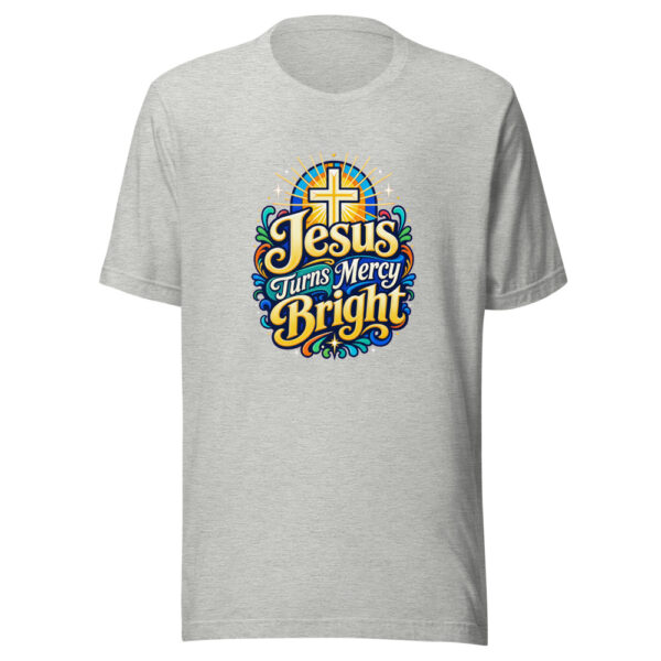 Jesus Turns Mercy Bright Graphic Tee mockup 1 Jesus Turns Mercy Bright Graphic Tee front view