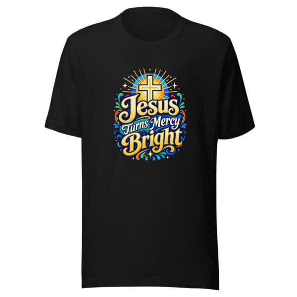 Jesus Turns Mercy Bright Graphic Tee mockup 2 Jesus Turns Mercy Bright Graphic Tee mockup 2