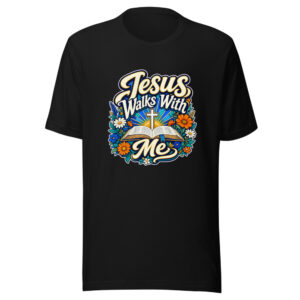 Jesus Walks With Me Graphic Tee mockup 1 Jesus Walks With Me Graphic Tee front view
