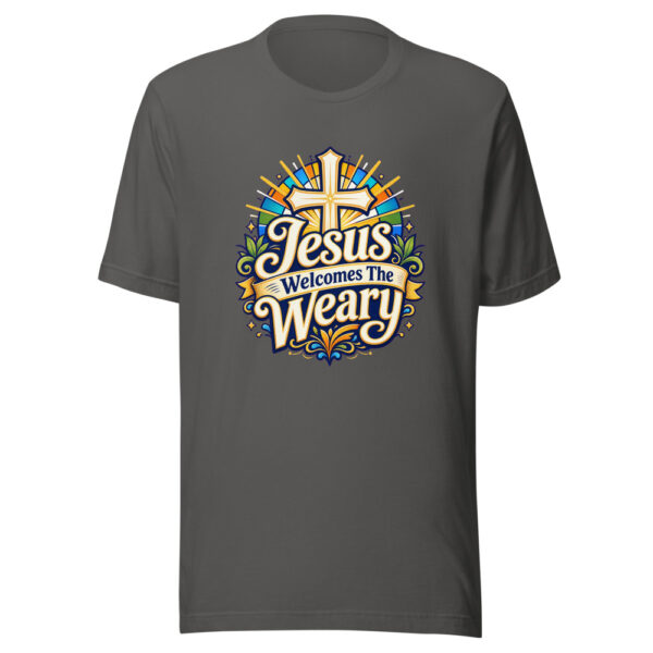 Jesus Welcomes The Weary Graphic Tee mockup 4 Jesus Welcomes The Weary Graphic Tee mockup 4
