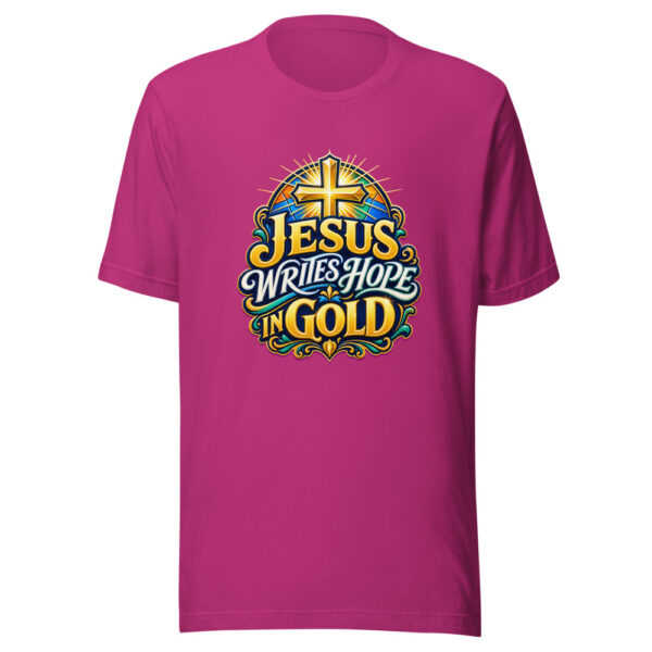 Jesus Writes Hope In Gold Graphic Tee mockup 6