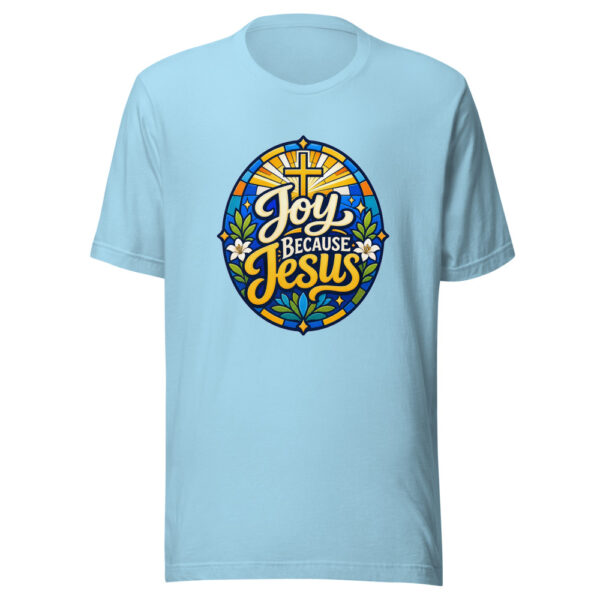 Joy Because Jesus Graphic Tee mockup 5