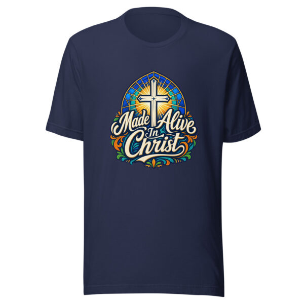 Made Alive In Christ Graphic Tee mockup 4