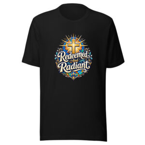 Redeemed And Radiant Graphic Tee mockup 1 Redeemed And Radiant Graphic Tee front view