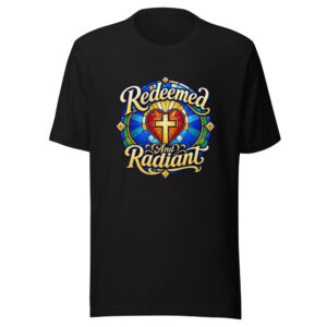 Redeemed And Radiant Graphic Tee mockup 1 Redeemed And Radiant Graphic Tee front view
