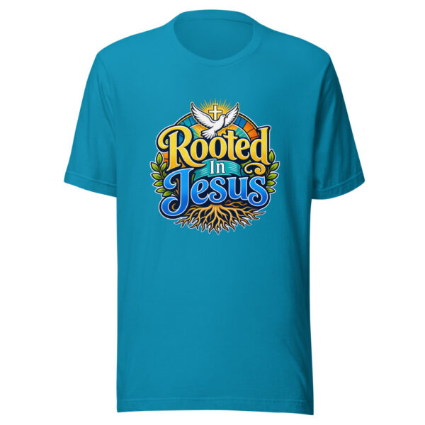 Rooted In Jesus Graphic Tee mockup 2