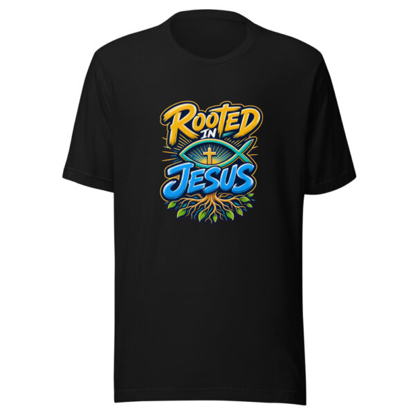 Rooted In Jesus Graphic Tee mockup 7
