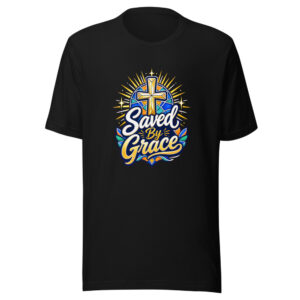 Saved By Grace Graphic Tee mockup 1 Saved By Grace Graphic Tee front view