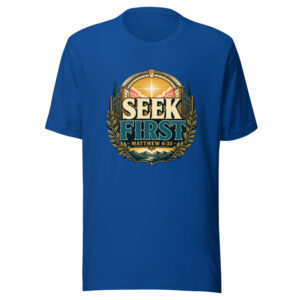 Seek First Matthew 6:33 Heartbeat-20260613-shirtsaboutjesus-codex Graphic Tee mockup 1 Seek First Matthew 6:33 Heartbeat-20260613-shirtsaboutjesus-codex Graphic Tee front view