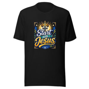 Start With Jesus Graphic Tee mockup 1 Start With Jesus Graphic Tee front view