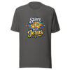 Start With Jesus Graphic Tee mockup 5