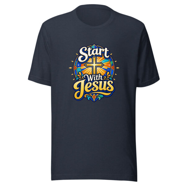 Start With Jesus Graphic Tee mockup 7