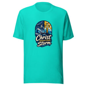 Christ Through Every Storm Graphic Tee mockup 1 Christ Through Every Storm Graphic Tee front view
