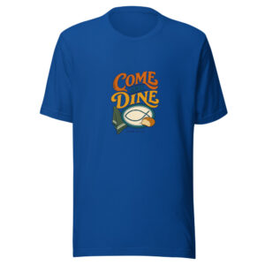 Come And Dine — John 21:12 Jesus-table-hospitality Graphic Tee mockup 1 Come And Dine — John 21:12 Jesus-table-hospitality Graphic Tee front view