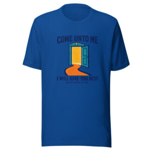 Come Unto Me I Will Give You Rest - Matthew 11:28 Jesus-invitation-verse Graphic Tee mockup 1 Come Unto Me I Will Give You Rest - Matthew 11:28 Jesus-invitation-verse Graphic Tee front view