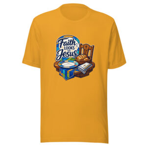 Faith Looks To Jesus Graphic Tee mockup 1 Faith Looks To Jesus Graphic Tee front view