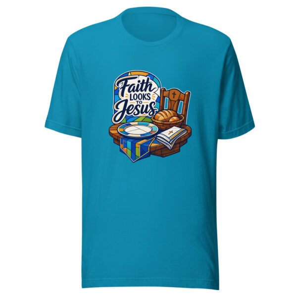 Faith Looks To Jesus Graphic Tee mockup 2