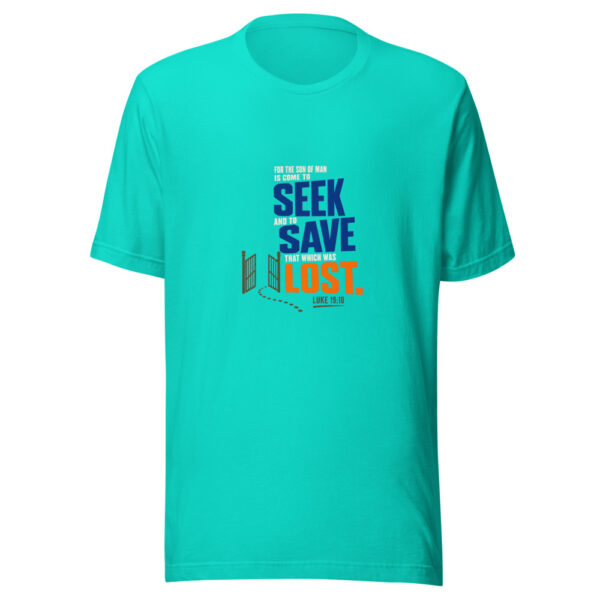 For The Son Of Man Is Come To Seek And To Save That Which Was Lost. — Luke 19:10 Seek-and-save-lost Graphic Tee mockup 1 For The Son Of Man Is Come To Seek And To Save That Which Was Lost. — Luke 19:10 Seek-and-save-lost Graphic Tee front view
