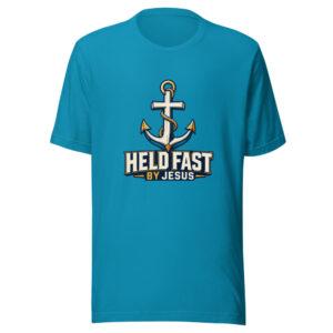 Held Fast By Jesus Graphic Tee mockup 1 Held Fast By Jesus Graphic Tee front view