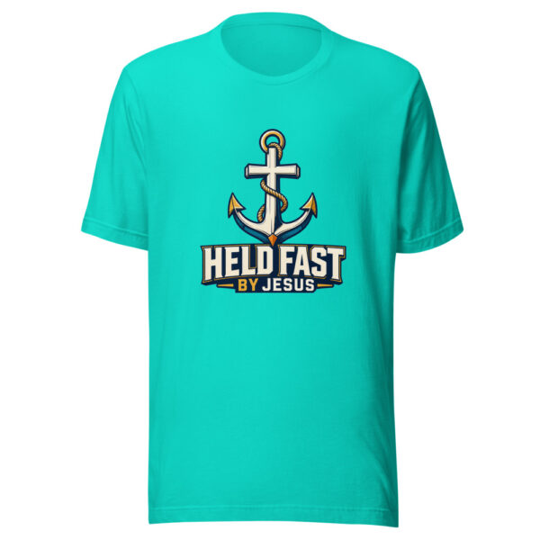 Held Fast By Jesus Graphic Tee mockup 3