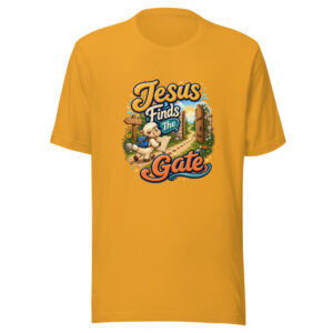 Jesus Finds The Gate Graphic Tee mockup 1 Jesus Finds The Gate Graphic Tee front view