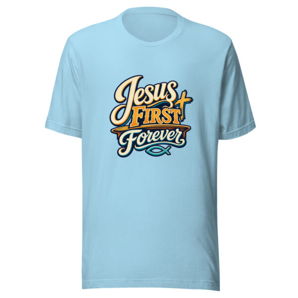 Jesus First Forever Graphic Tee mockup 17