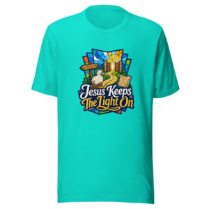 Jesus Keeps The Light On Graphic Tee mockup 1 Jesus Keeps The Light On Graphic Tee front view