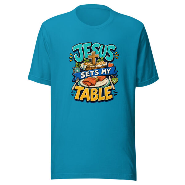Jesus Sets My Table Graphic Tee mockup 2