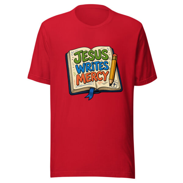 Jesus Writes Mercy Graphic Tee mockup 20