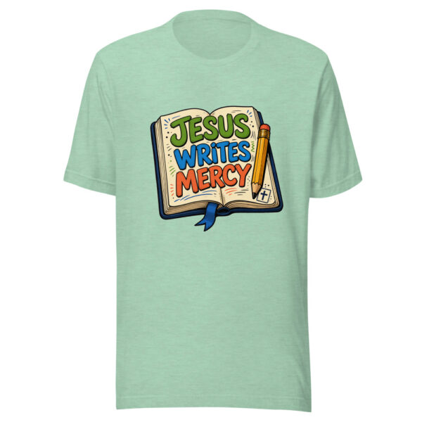 Jesus Writes Mercy Graphic Tee mockup 24
