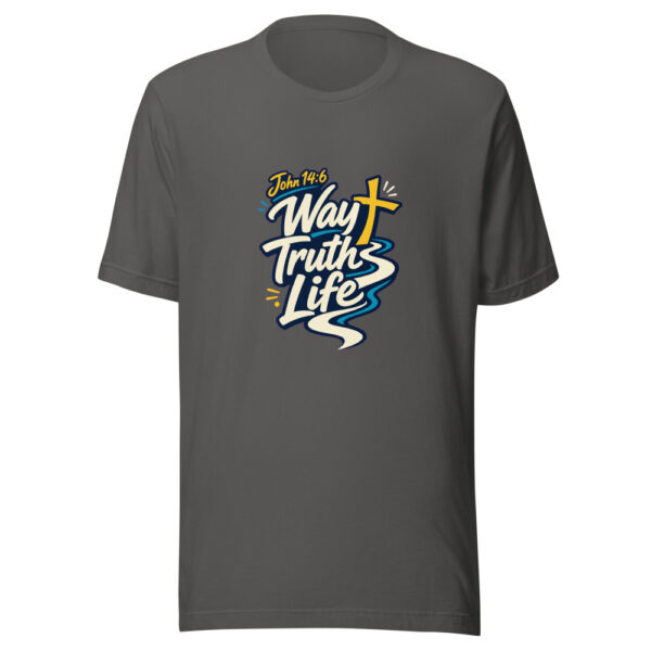John 14:6 Way Truth Life Graphic Tee mockup 10