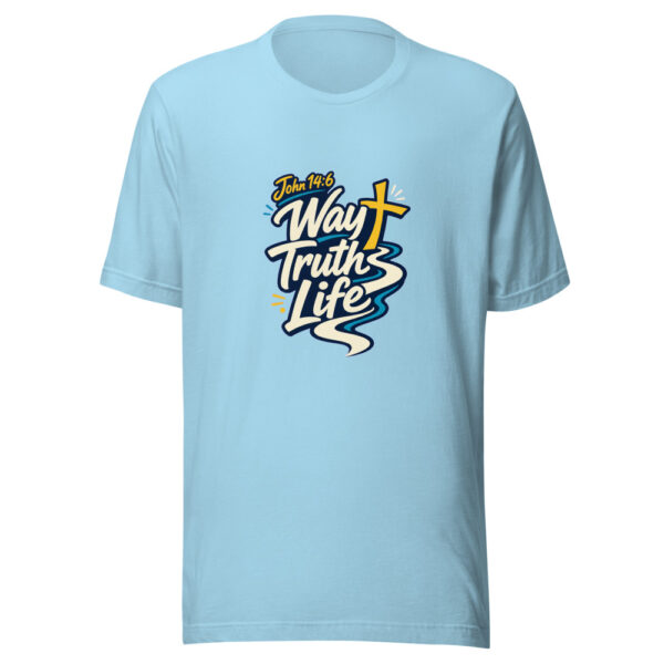John 14:6 Way Truth Life Graphic Tee mockup 17
