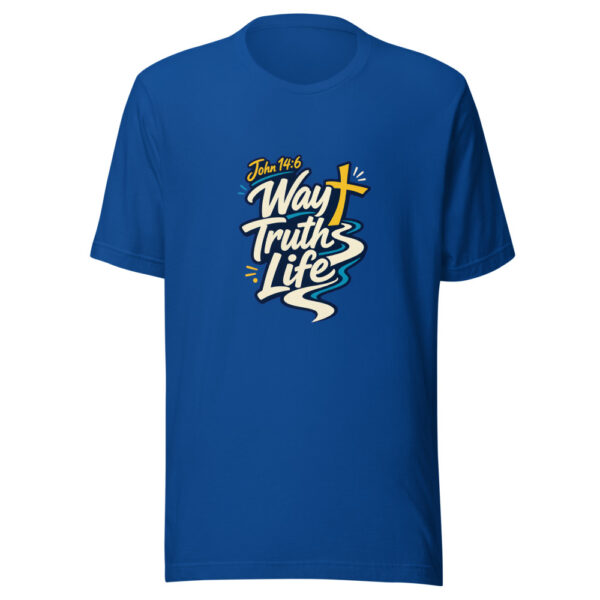 John 14:6 Way Truth Life Graphic Tee mockup 4
