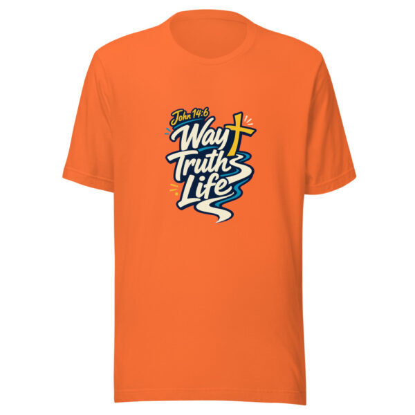 John 14:6 Way Truth Life Graphic Tee mockup 6