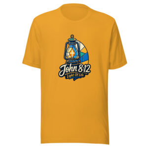 John 8:12 Light Of Life Graphic Tee mockup 1 John 8:12 Light Of Life Graphic Tee front view