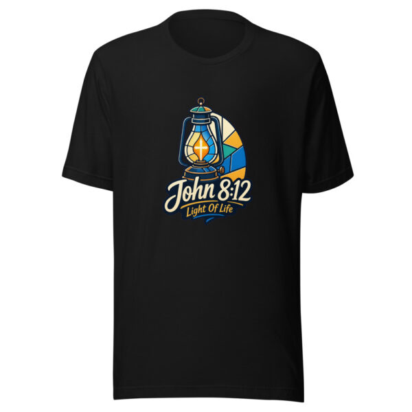 John 8:12 Light Of Life Graphic Tee mockup 7