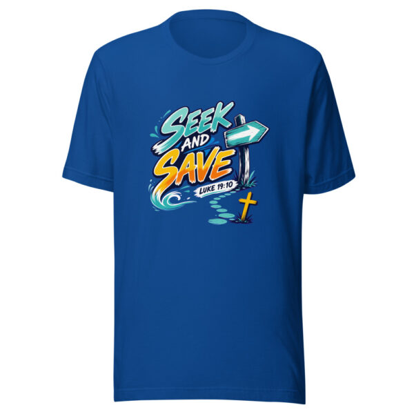 Luke 19:10 Seek And Save Graphic Tee mockup 1 Luke 19:10 Seek And Save Graphic Tee front view