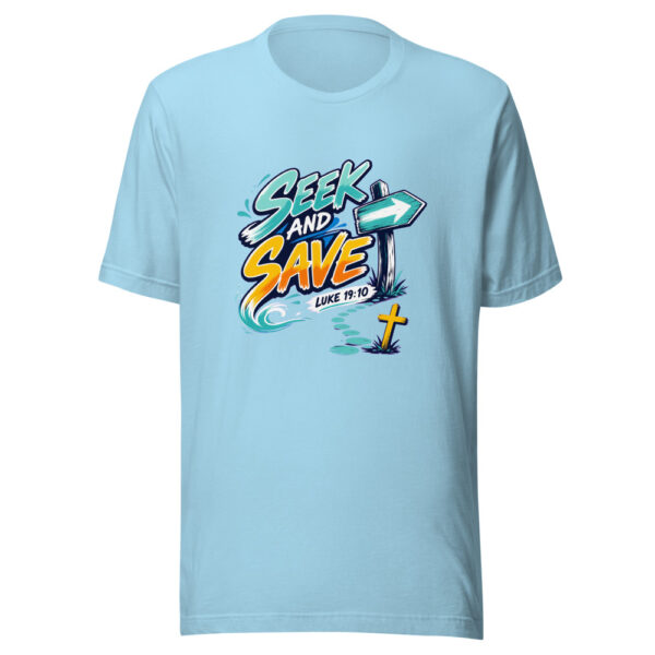 Luke 19:10 Seek And Save Graphic Tee mockup 4 Luke 19:10 Seek And Save Graphic Tee mockup 4