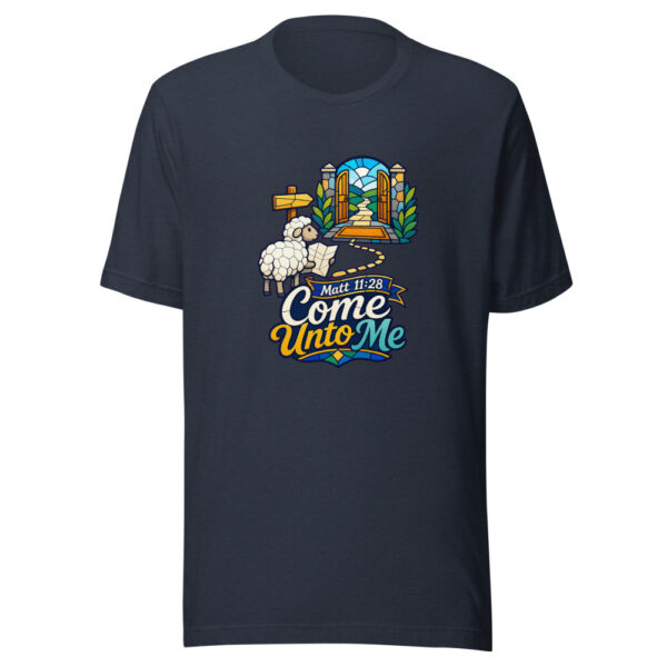 Matt 11:28 Come Unto Me Graphic Tee mockup 13