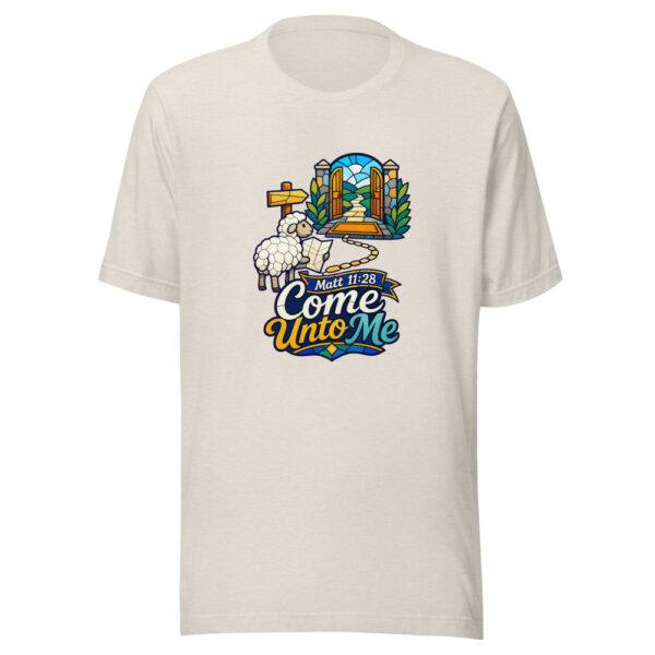 Matt 11:28 Come Unto Me Graphic Tee mockup 14