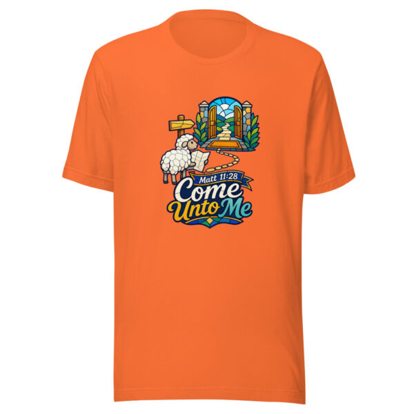 Matt 11:28 Come Unto Me Graphic Tee mockup 18