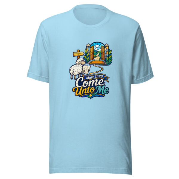 Matt 11:28 Come Unto Me Graphic Tee mockup 5
