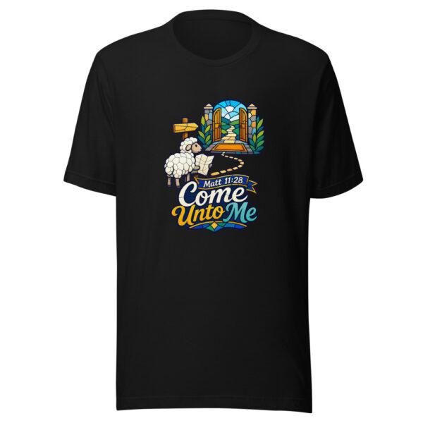 Matt 11:28 Come Unto Me Graphic Tee mockup 7