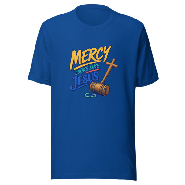 Mercy Looks Like Jesus Mercy-gavel-cross Graphic Tee mockup 1 Mercy Looks Like Jesus Mercy-gavel-cross Graphic Tee front view